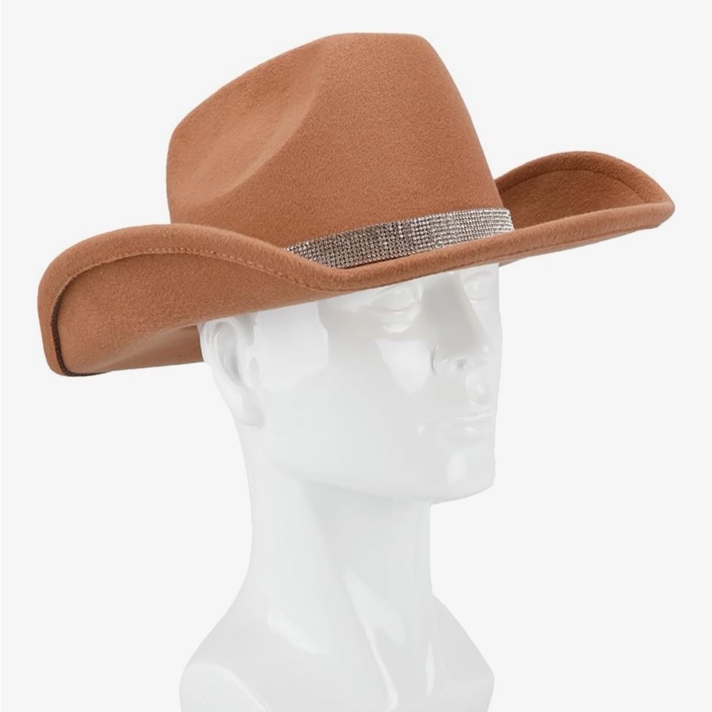 Jessica Simpson Tan Cowboy Hat with Silver Band